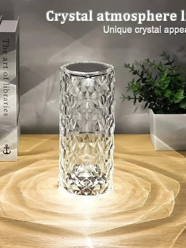Crystal Lamp, Rose Diamond Table Lamp, 3/16 Colors With Touch And Remote Control, USB Rechargeable Decorative Acrylic Rays Lamp